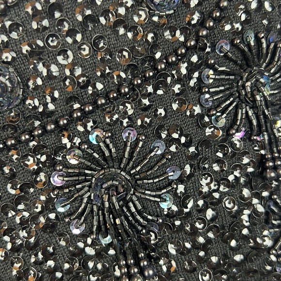 Vintage 60s Vest Top sequins hand beaded Sz. M zip up sleeveless fitted wool - Picture 6 of 14